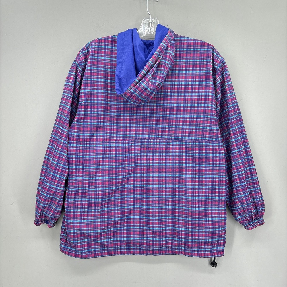 Vintage Nike Jacket Mens Medium Plaid Reversible 1/2 Zip Hooded Windbreaker 90s - Picture 5 of 14